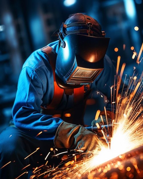um close macro extremo de um soldador a arco de gás | imagem premium gerada com ia